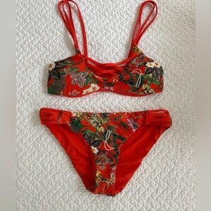 TINIBIKINI Padded Coral/Floral Reversible Swimsuit - Size XS - Hardly Worn!!